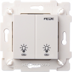 FEDE Белый Сенсорный двухклавишный выключатель 2х600 Вт с подсветкой White (Blanco)