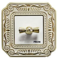 Fede Firenze – выключатель 1-клавишный поворотный в сборе, цвет gold white patina