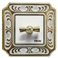 Fede Siena – выключатель 1-клавишный поворотный в сборе, цвет gold white patina