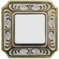 Fede Siena – выключатель 1-клавишный в сборе, рамка – gold white patina, вставка – белый