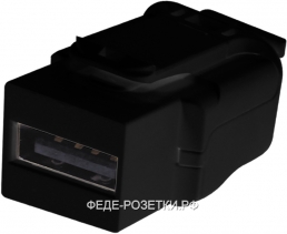 FEDE Черный Розетка USB 2.0А-А соединение Jack-to-jack коннектор, никелевое напыление Black (Negro)