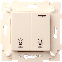 FEDE Бежевый Сенсорный двухклавишный выключатель 2х600 Вт с подсветкой Beige (Beige)