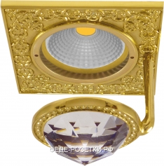 FEDE Светлое золото Квадратный точечный светильник с крупным кристаллом Bright Gold (Oro Brillo)