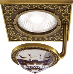 FEDE Светлая бронза Квадратный точ. светильник с крупным кристаллом Bright Patina (Patine Brillo)